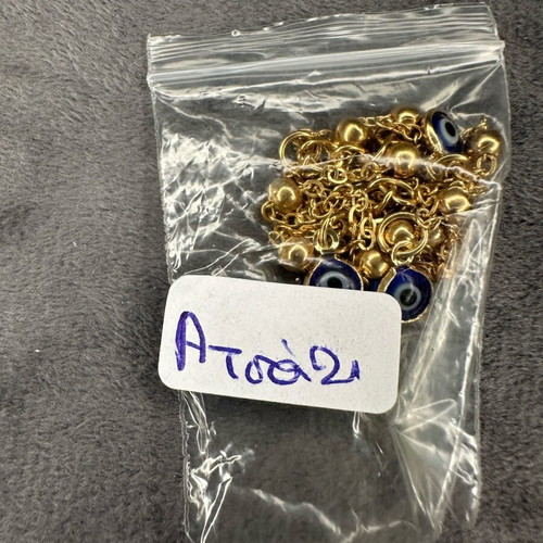 Gold bracelet with evil eyes new, stainless steel, blue protection charms