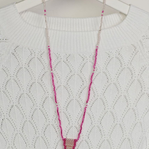 Necklace in fuchsia and gold color custom made