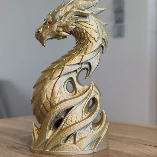 Golden Dragon 17cm 3D printed decorative sculpture new