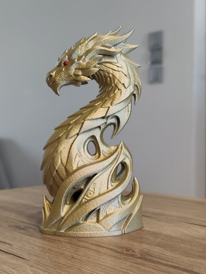 Golden Dragon 17cm 3D printed decorative sculpture new