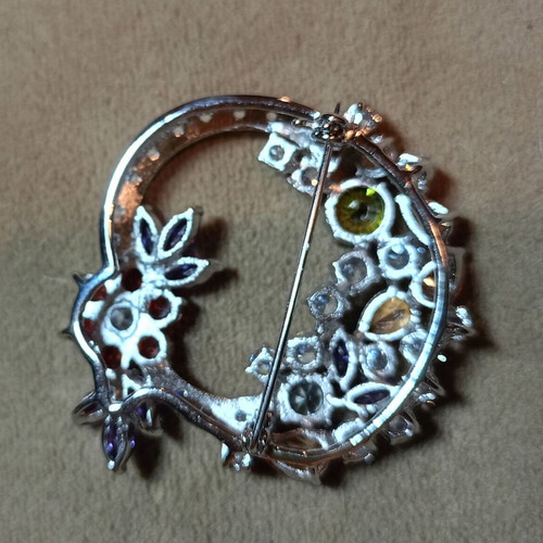 Silver 925 pin with multicolored stones, new