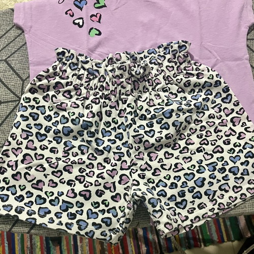 Trax summer set for girls with heart print top and animal print shorts