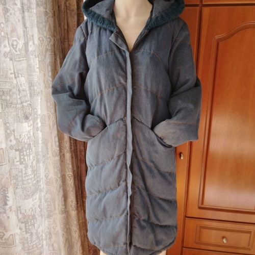 Denim coat used, blue, size M, vintage