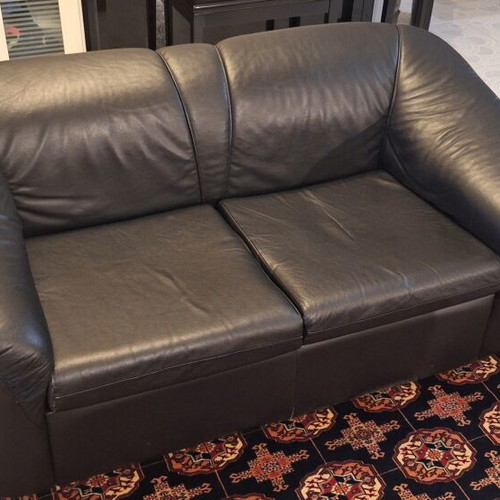 Two-Seater Sofa Black Leatherette Like New