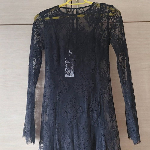 MNG black maxi lace dress new size Small