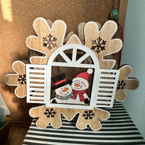 Christmas wooden decorative candle holder for tealight used