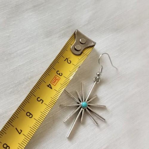Boho star earrings with turquoise stone, new, silver stainless steel