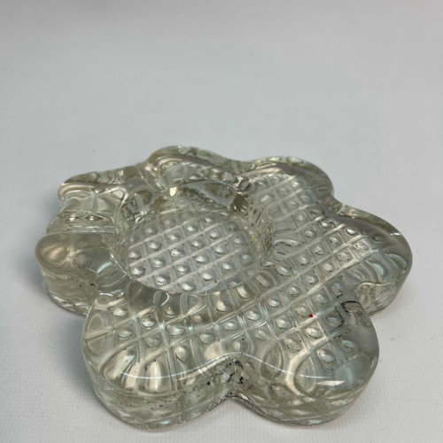Set of 2 glass ashtrays used, flower-shaped 15x15 vintage
