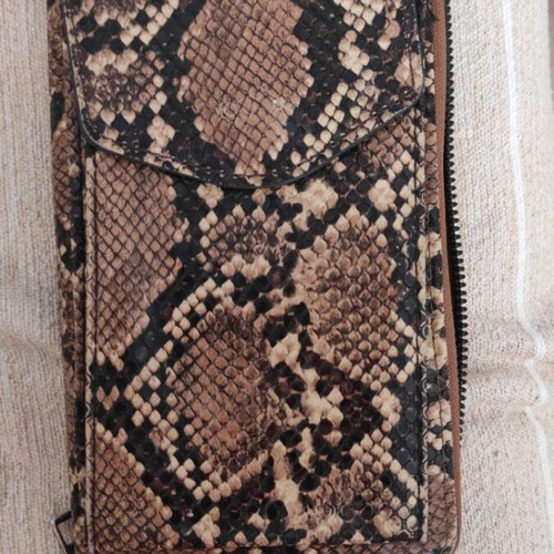 Wallet set with 1 external and 5 internal compartments, beige and brown