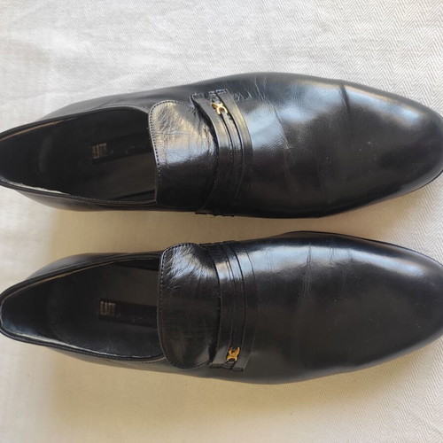 Leather men's dress shoes size 44.5 new, black, Greek craftsmanship