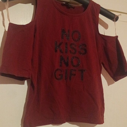 Corp top Tally Weijl like new, burgundy with black glitter print