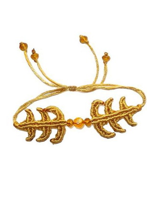 Celandine bracelet with artificial macrame, new, yellow