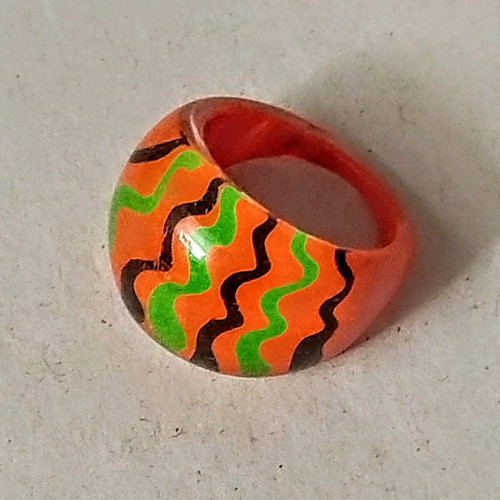 Ring made of liquid glass new, size 17, orange