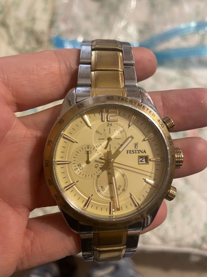 Ρολόι Festina γυναικείο μεταχειρισμένο, ατσάλινο, χρυσαφί και ασημί