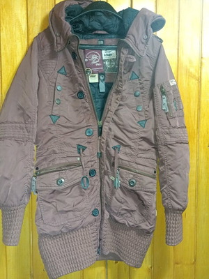 Khujo jacket L like new, women's winter burgundy with hood
