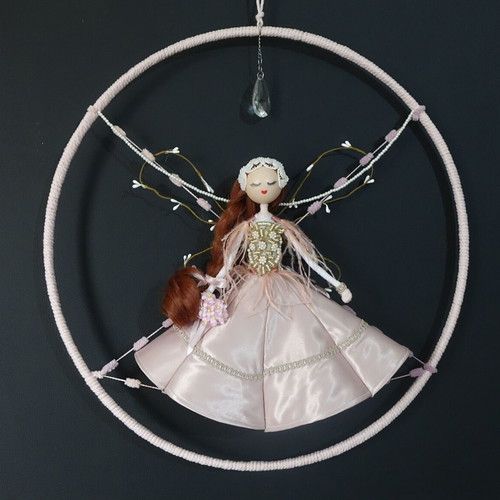 Pink fairy decorative composition new with metal frame