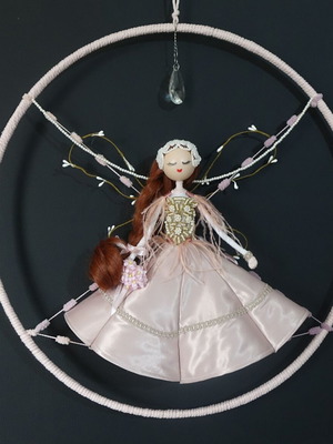 Pink fairy decorative composition new with metal frame