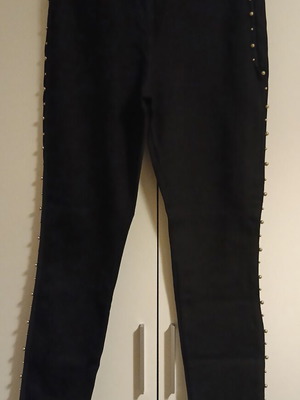Zara women's leggings black with pearls on side, new, size XL