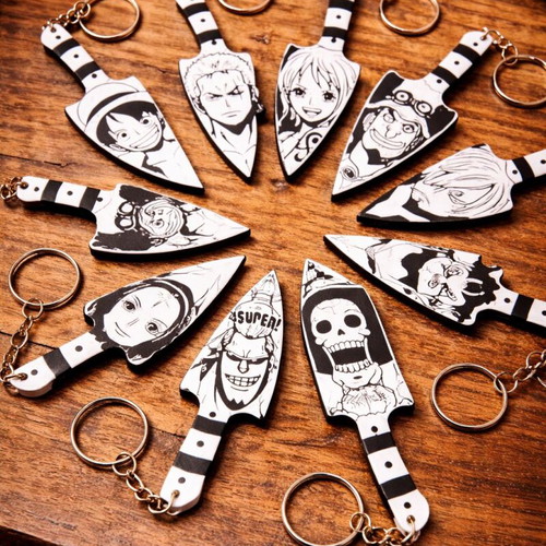 One Piece keychains new, set of 10 characters