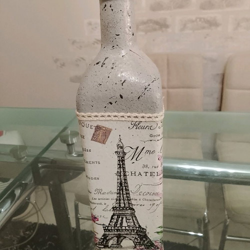 Handmade decorative set with bottle and three jars, new