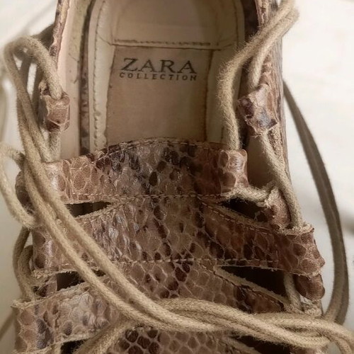 Zara sandals used, brown croco pattern, 12 cm heel, size 36