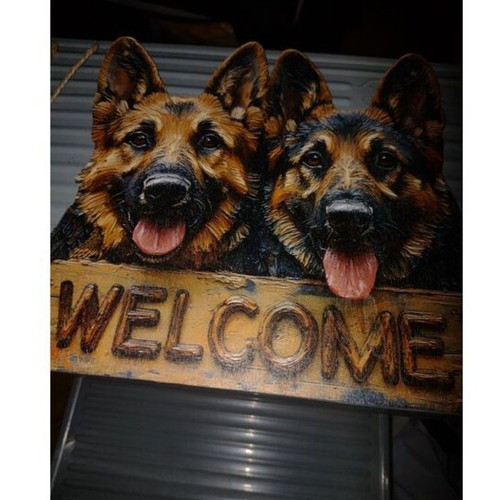German Shepherd Decoration new wooden welcome sign