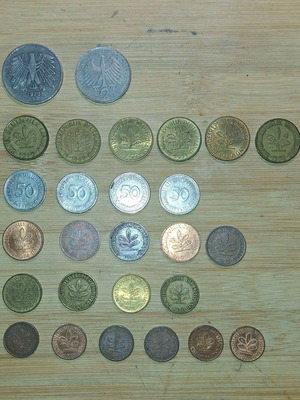 German coins used, pack of 27 pieces