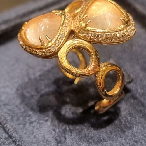 Ring pink k18 gold with brilliant new with gemological certificate
