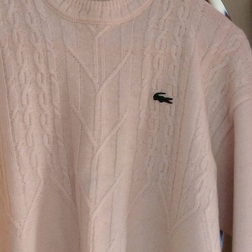 Lacoste Sweater XL 100% Wool Like New White Original