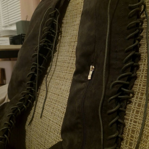 Brown suede boots with laces and heel