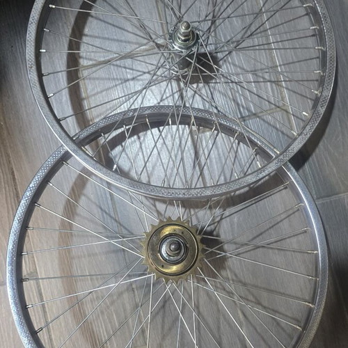 BMX rims new old stock iron with 10mm axle and new sprocket