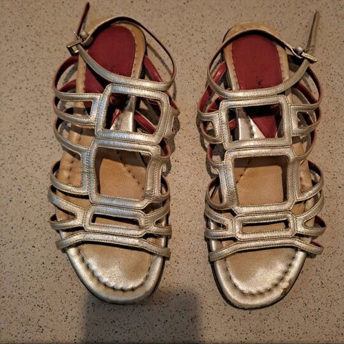 Cesare Paciotti gold platform sandals used, size 36.5