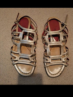 Cesare Paciotti gold platform sandals used, size 36.5
