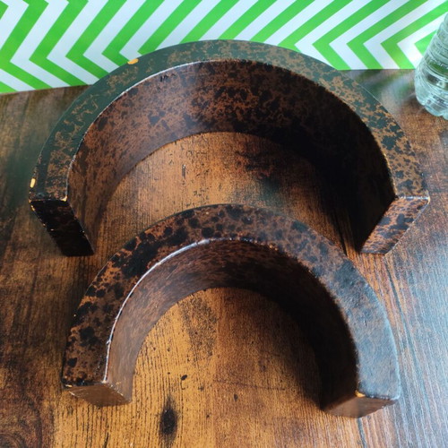 Wooden candle holder used for tealights, set of two bases