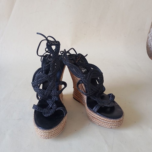 JLo platforms like new, black and beige, size 36