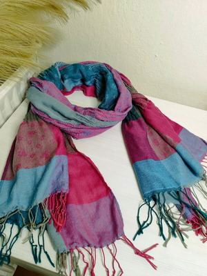 Colored scarf women's used, pink and multicolored