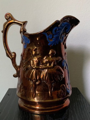 Authentic Antique Copper Lustre "Dancers" Jug like new, Victorian Era