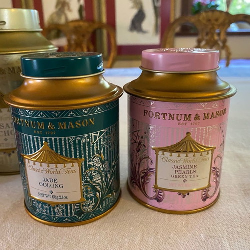 Metal tea tins used, pack of 7, Fortnum & Mason, Jacksons, Dammann frères