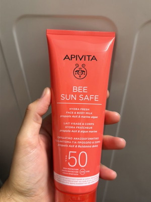 Apivita Bee Sun Safe Hydra Fresh Face and Body Milk SPF 50 new 200ml