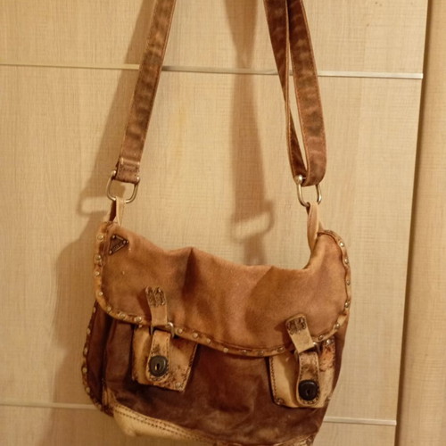 Reeplay women's crossbody bag like new, leather and thick fabric, brown
