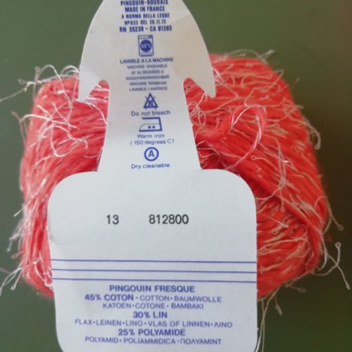 Fresque Pinguin cotton knitting yarn new, orange color
