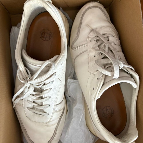 Massimo Dutti leather sneakers used, size 43, white