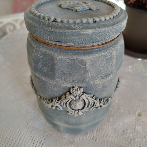 Handmade vintage glass vase mixed media shabby chic style