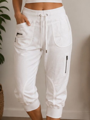 Linen Capri Pants white, like new, elastic waist with drawstring