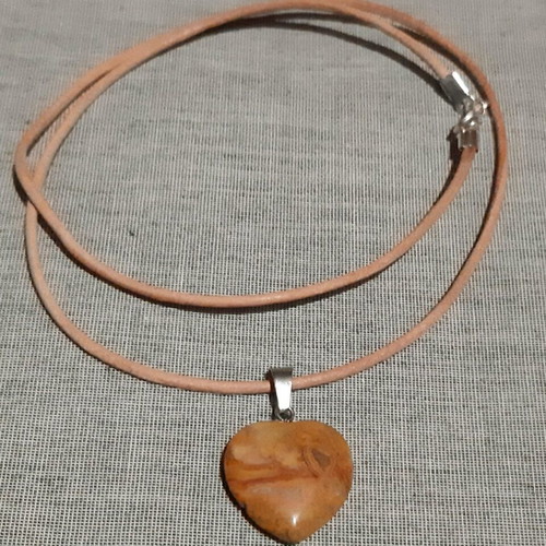 Rodos agate pendant necklace with genuine leather strap, handmade, new