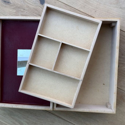 Vintage wooden sewing and jewellery box with floral design