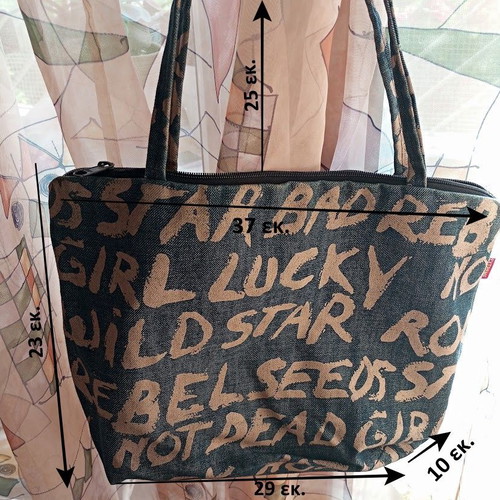 Denim shoulder bag Extreme like new with graffiti prints