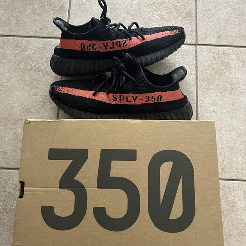 Yeezy 350 V2 Core black-red sneakers size 44 2/3 like new