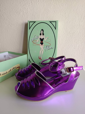 Lulu Hun 40's Retro Wedges EU38 New Purple Metallic