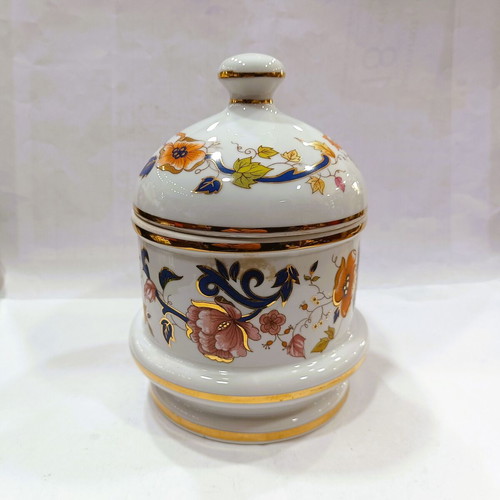 Vintage Limoges Style Porcelain Biscuit Jar like new with 22K gold